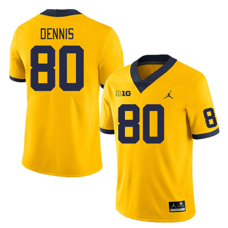 Michigan Wolverines #80 Eamonn Dennis College Football Jerseys Stitched Sale-Maize